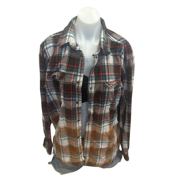 Grateful Dead Plaid Flannel Shirt XL Oversizes Unique Steal Your Face Skull Boho - Picture 4 of 6